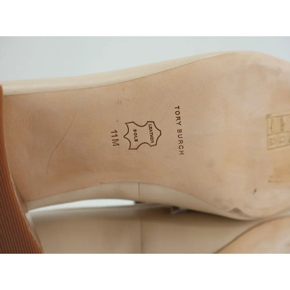 Tory Burch Everly 55mm Women 11 Loafers Cream Embossed Croc Leather Block Heel